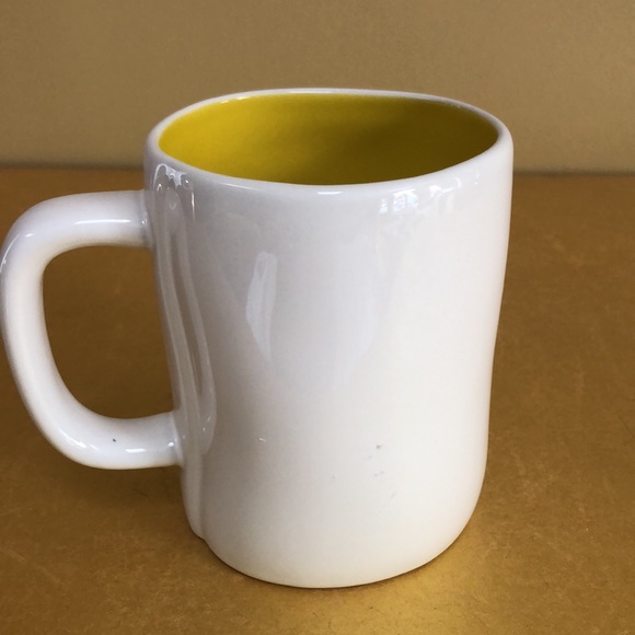 🆕Rae Dunn By Magenta " RISE & SHINE "WHITE w/YELLOW inside coffee/tea cup - Picture 4 of 7